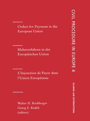 cover image of Orders for Payment in the European Union